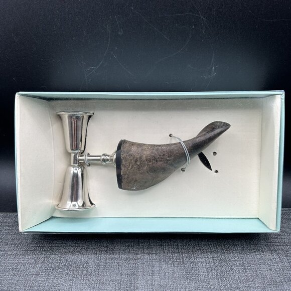 Natural Horn & Nickel Candle Snuffer Silver Tone Fortunoff Boxed Home Decor 2007 - Picture 1 of 8